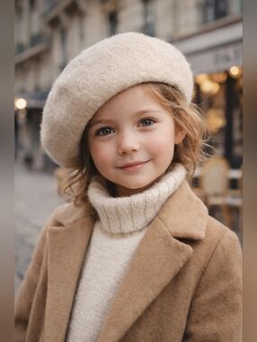 Vintage Ein Mayser München Cream Faux Fur Beret Hat Sz 18 33cm Youth